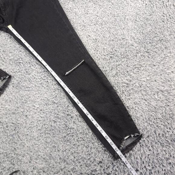 Free People Jeans Women 27 Black Mid Rise Slim Raw Hem Stretch Denim Distressed - Picture 8 of 10